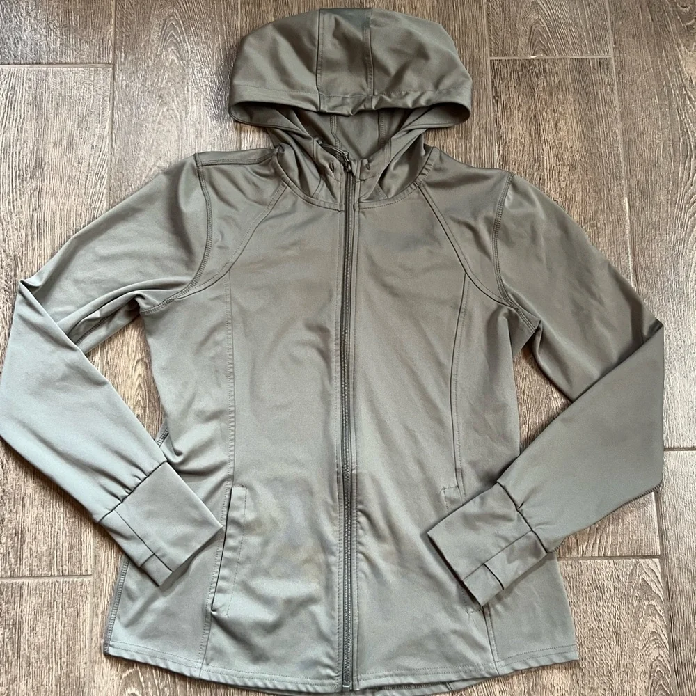 RBX Olive Green Zip Up Athletic Jacket Small Lightweight Athleisure Hoodie - Picture 2 of 6